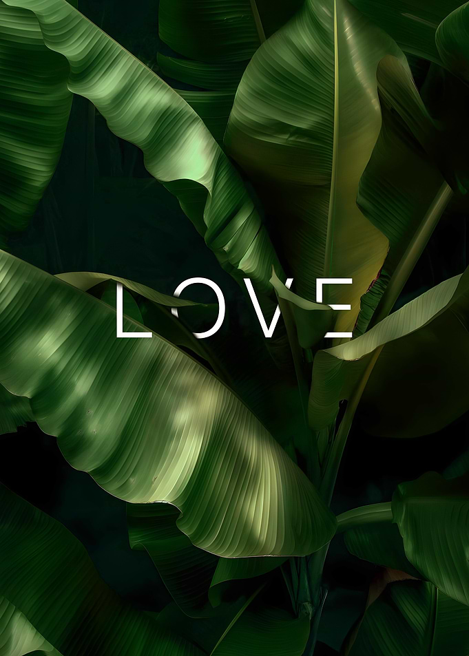 Tropical Banana Leaf Love Typography