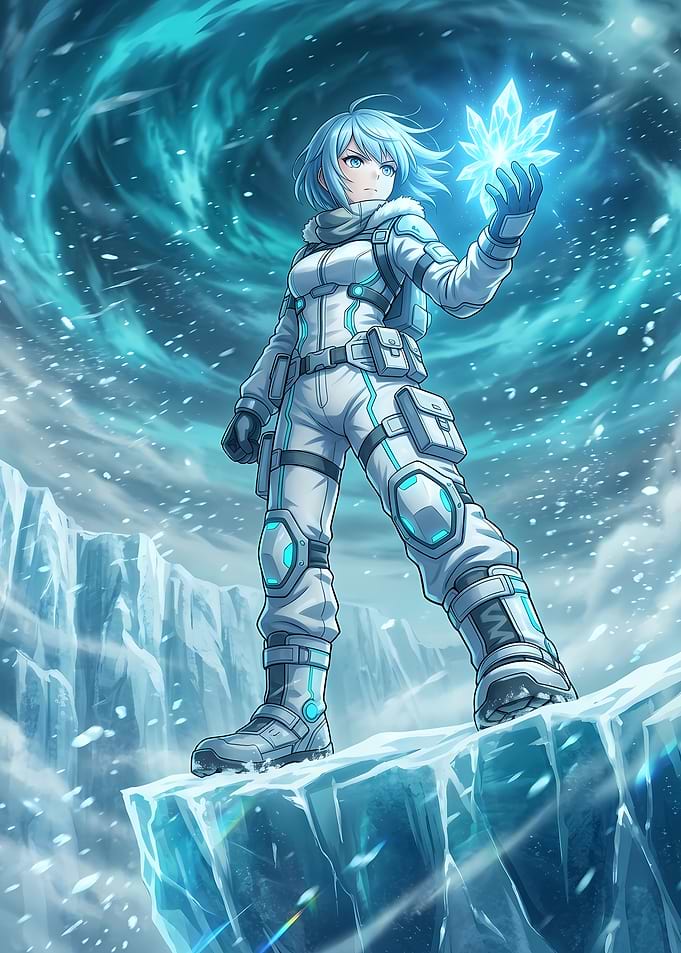 Anime Girl Controlling Ice Magic