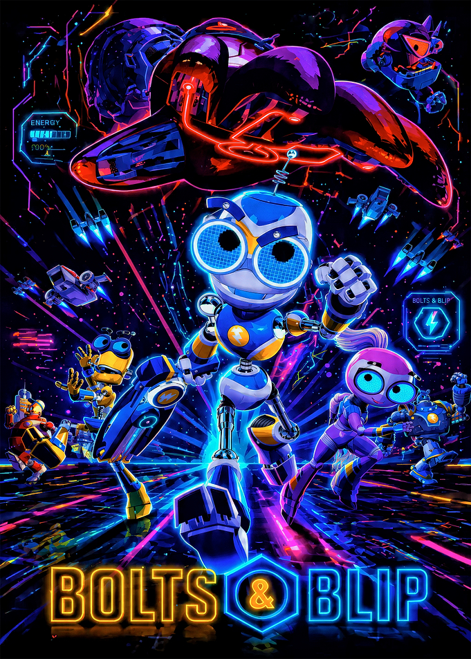Bolts and Blip Neon Poster
