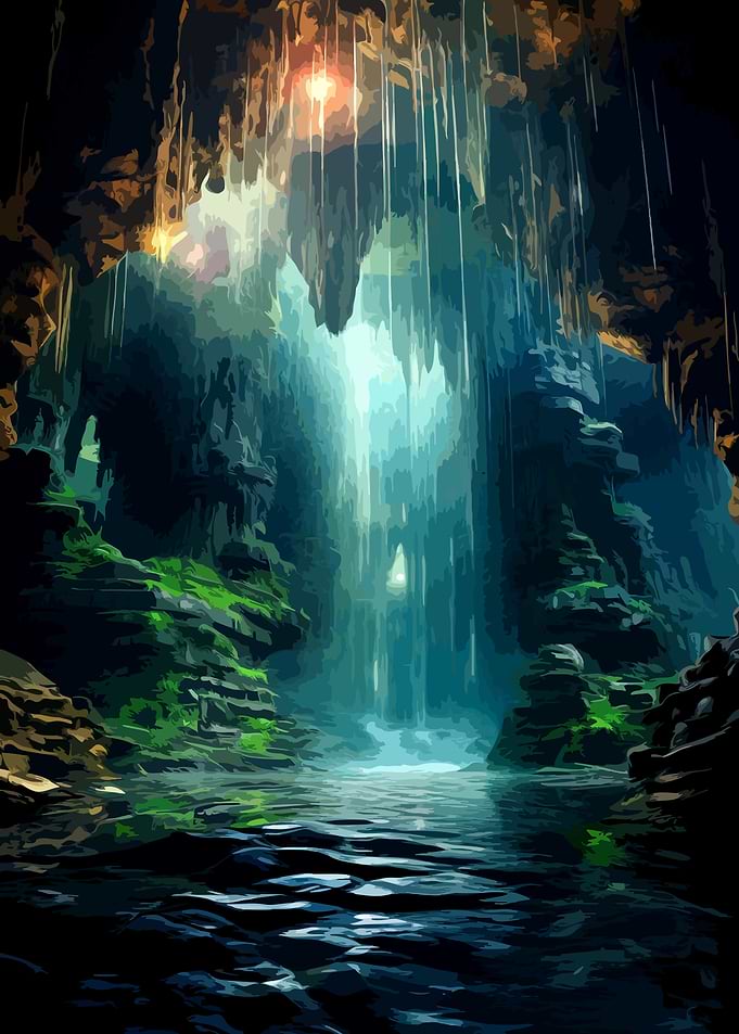 Enchanted Waterfall Inside a Hidden Cave