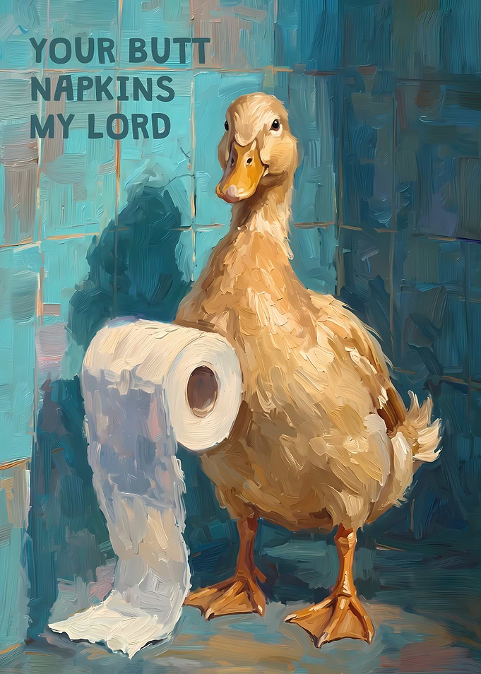 Funny Duck Holding Toilet Paper
