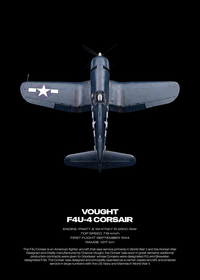 Vought F4U-4 Corsair Fighter Aircraft Poster