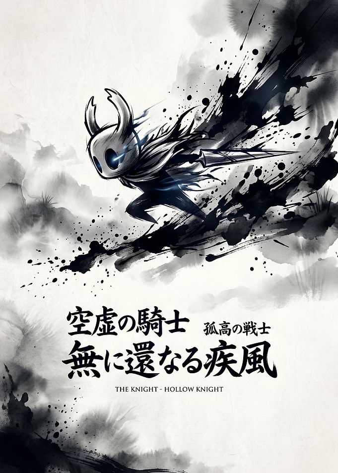 Hollow Knight Ink Wash Art Poster