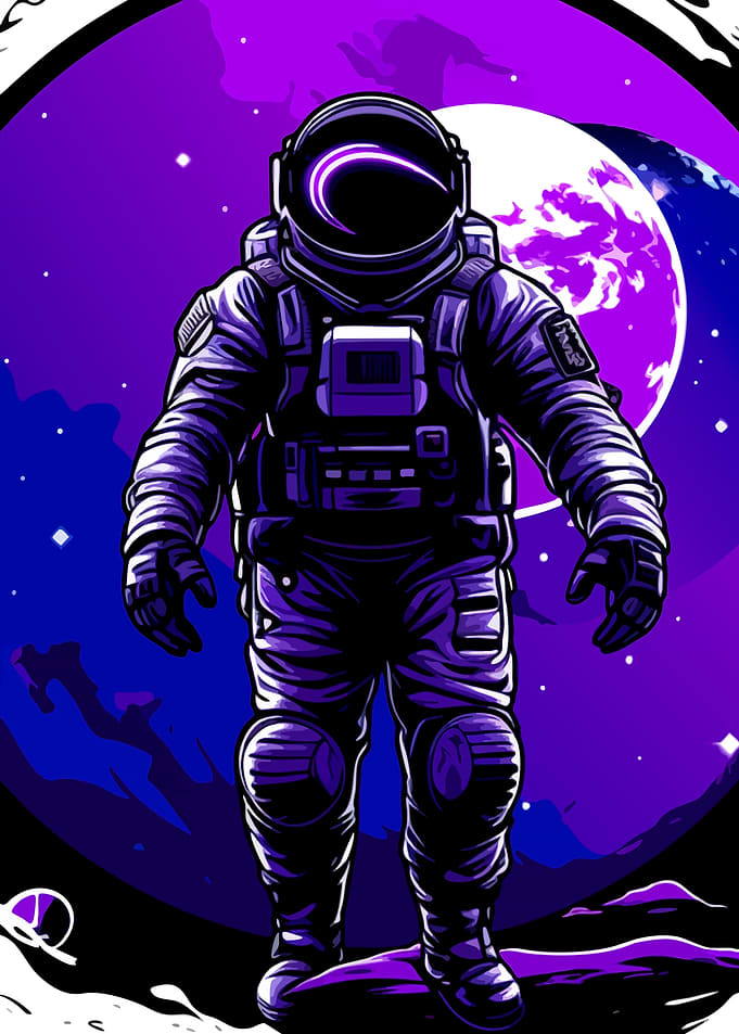 Purple Astronaut Space Exploration Illustration