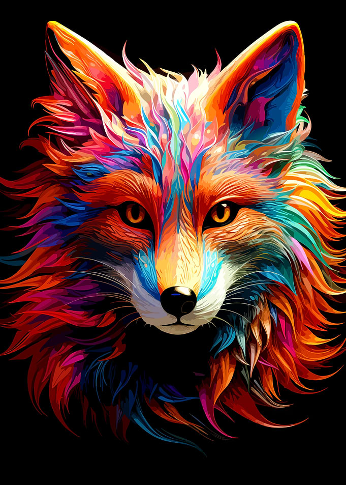 Vibrant Colorful Fox Portrait