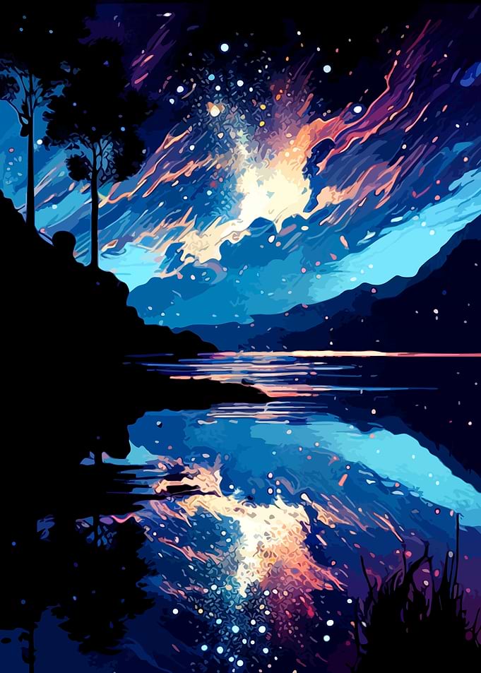 Starlit Night Over Calm Lake