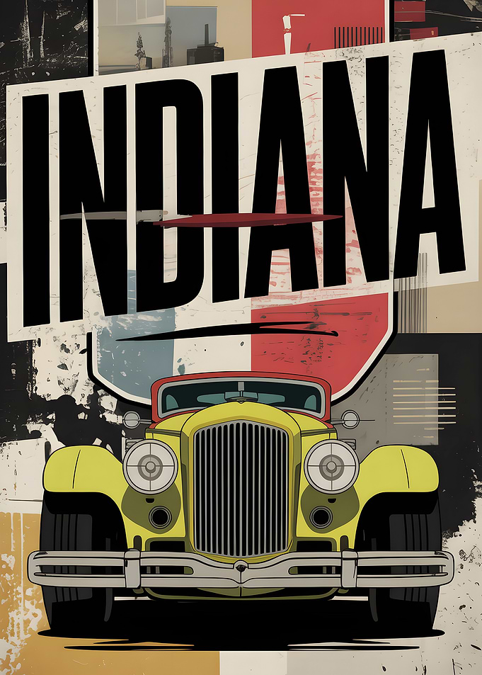 Vintage Indiana Classic Car Poster