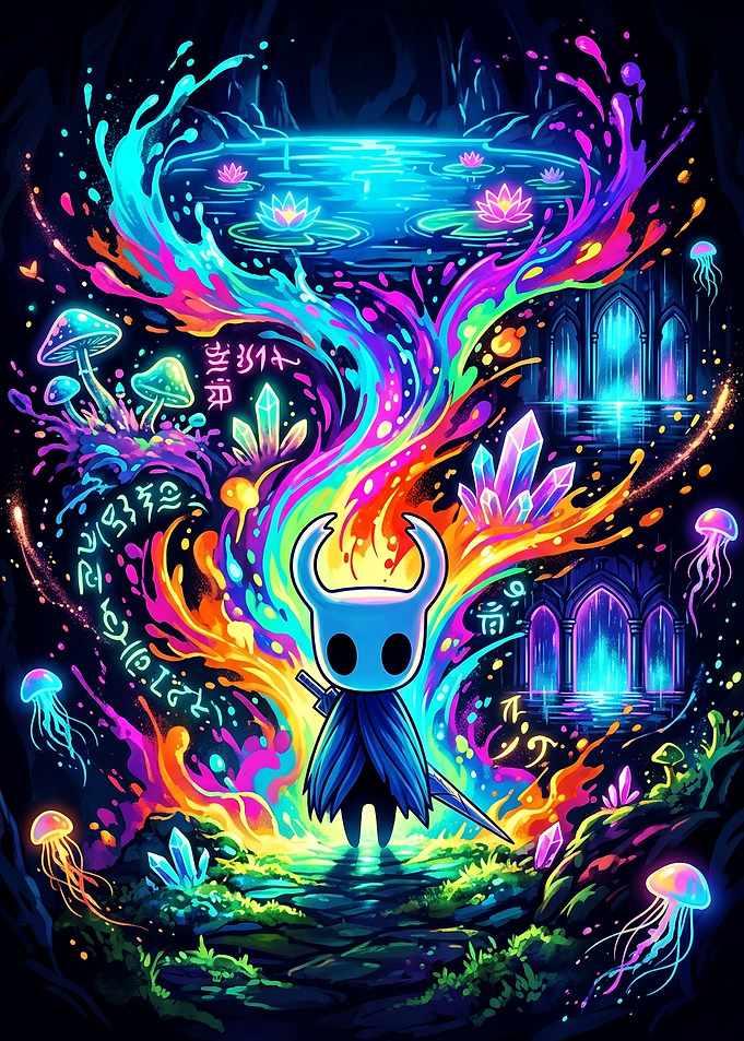 Neon Hollow Knight Psychedelic Art