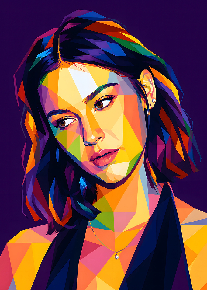 Colorful Geometric Portrait of a Woman