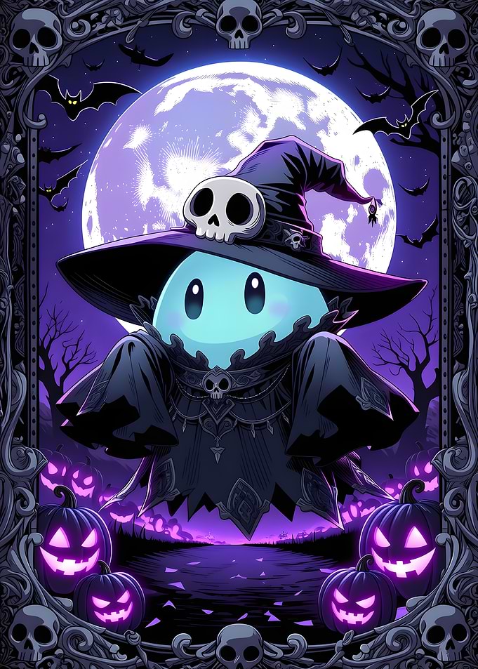 Cute Halloween Ghost Witch Illustration
