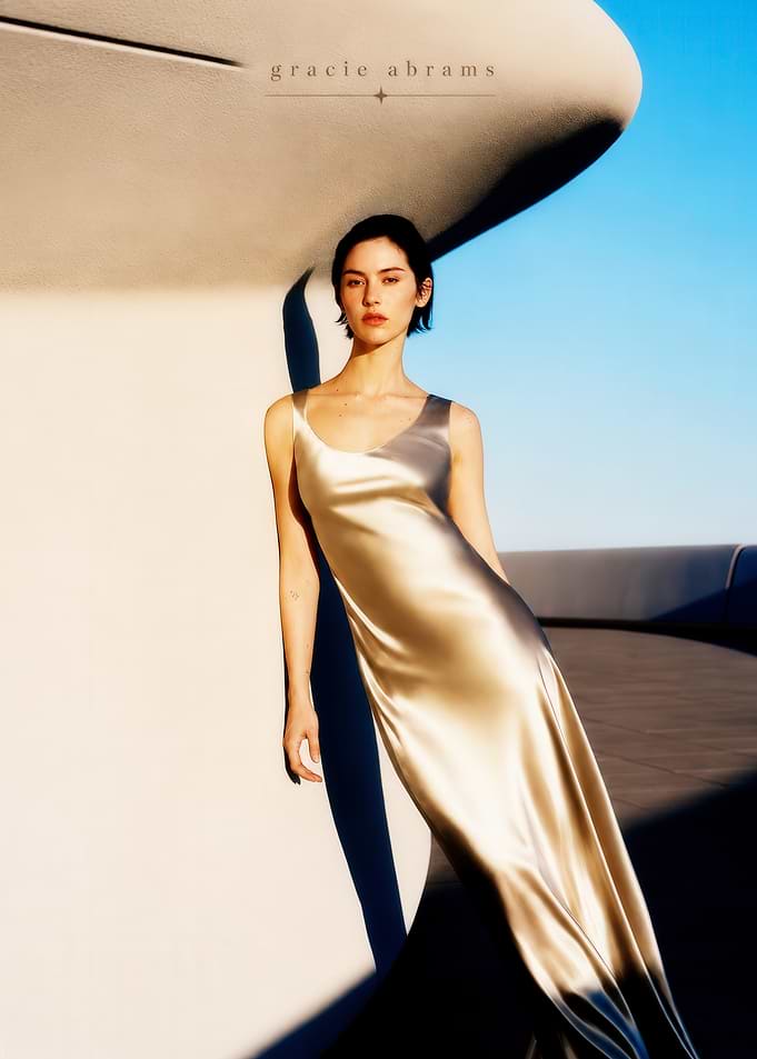 Gracie Abrams in a Silk Dress