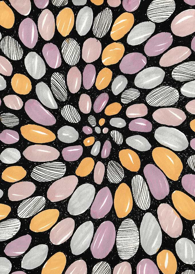 Abstract Spiral Pattern of Pebbles