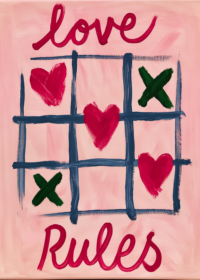 Love Rules Tic-Tac-Toe Painting