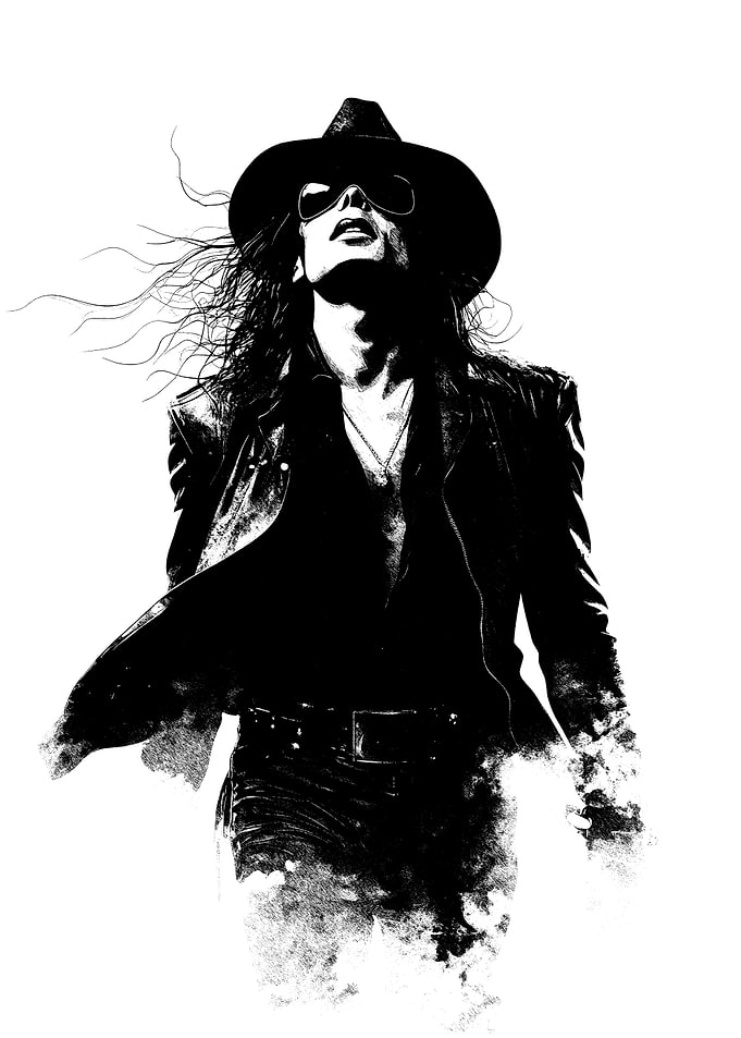 Stylish Rocker in Hat and Sunglasses