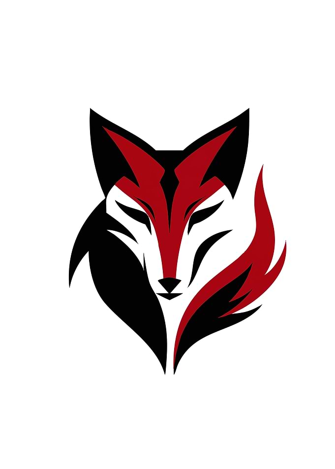 Minimalist Red and Black Fox Logo