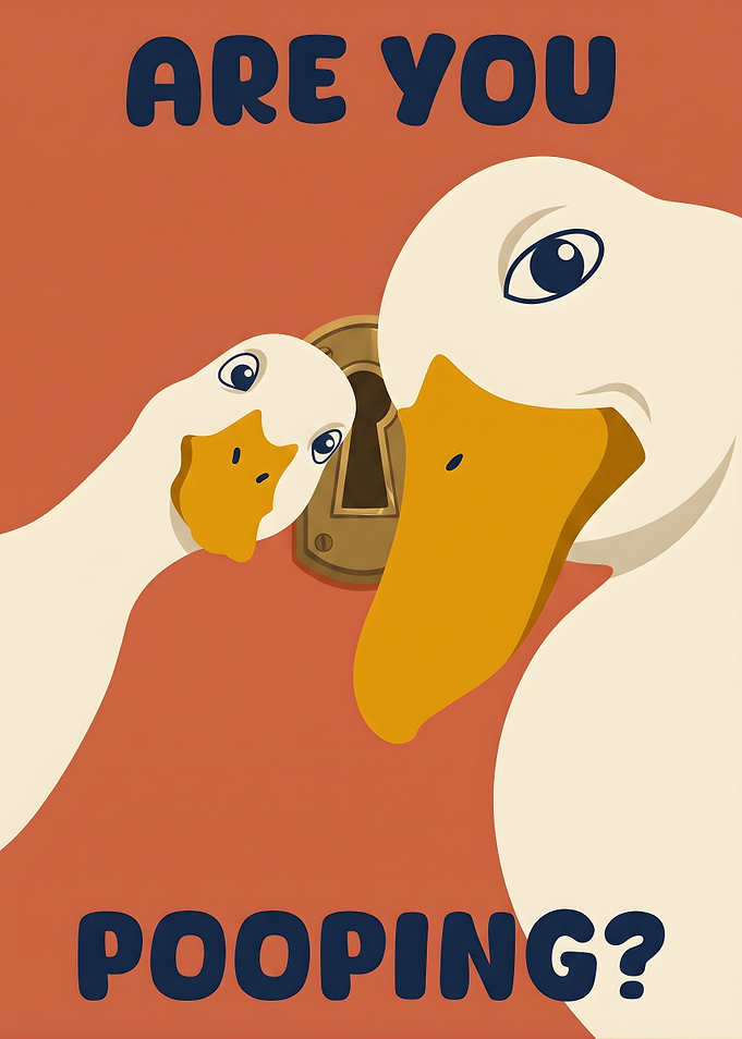Funny Duck Peeking Through Keyhole Poster