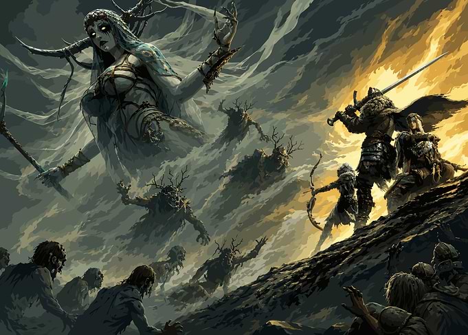 Epic Fantasy Battle Against Undead Horde