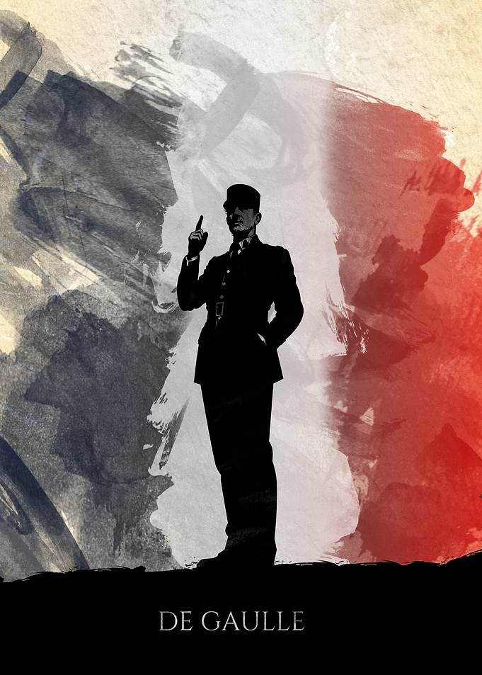 Charles de Gaulle Silhouette Poster