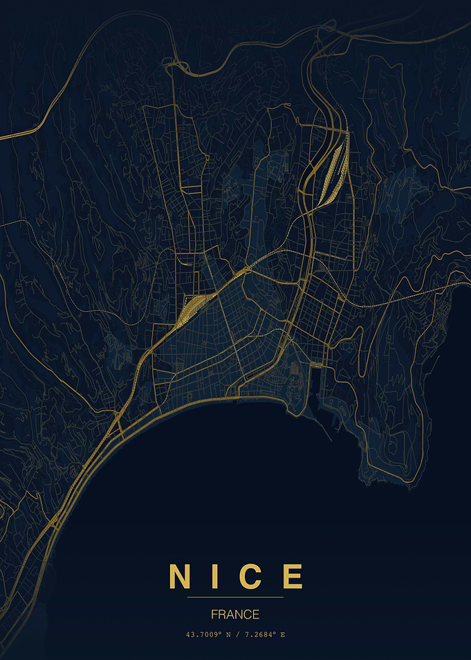 Minimalist Map of Nice France