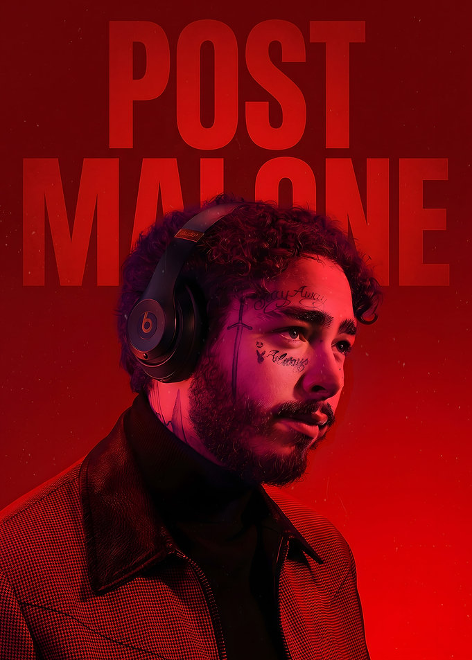 Post Malone Red Portrait Poster