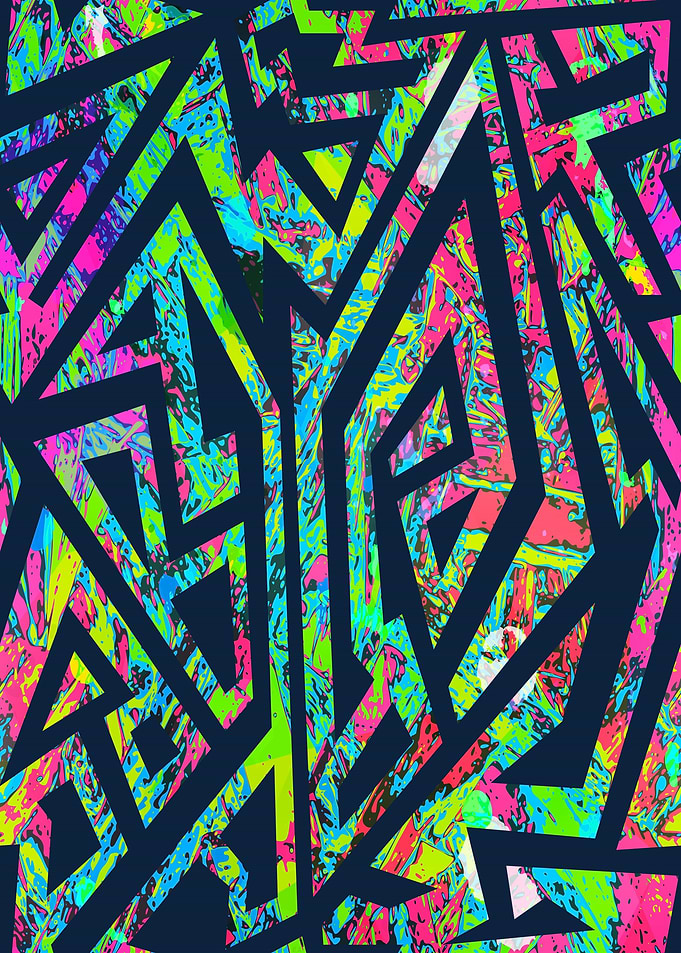 Neon Geometric Abstract Pattern