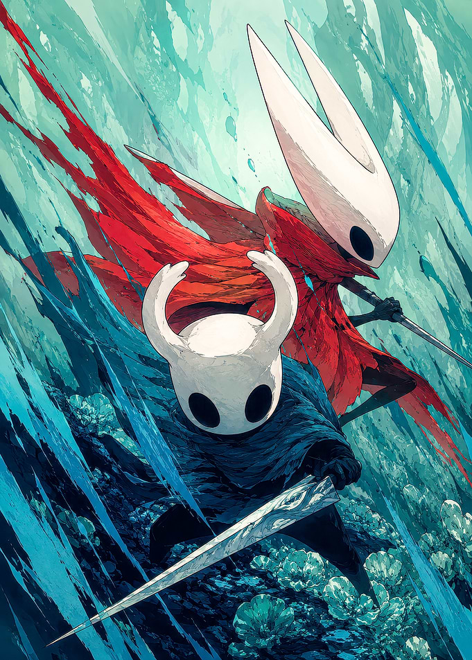 The Knight and Hornet Hollow Knight