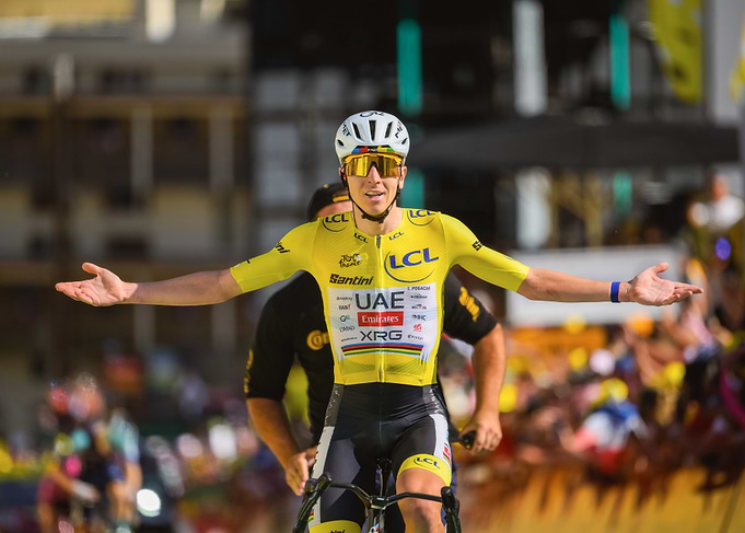 Tadej Pogačar Celebrating Tour de France Victory