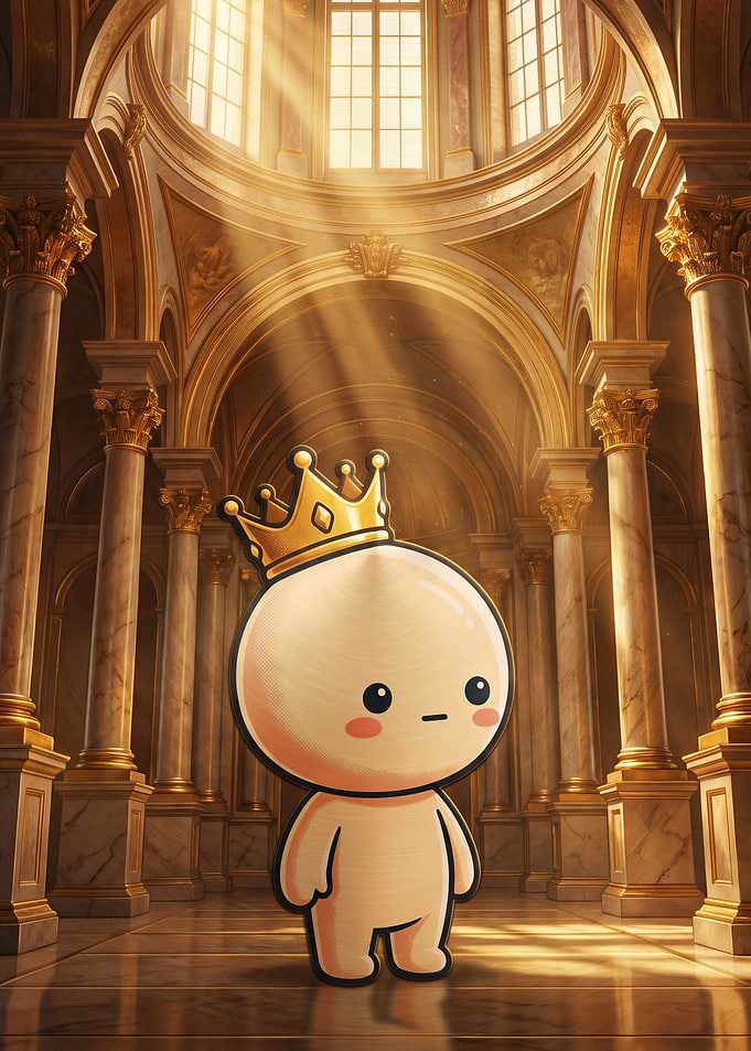 Cute Cartoon Character Wearing a Crown