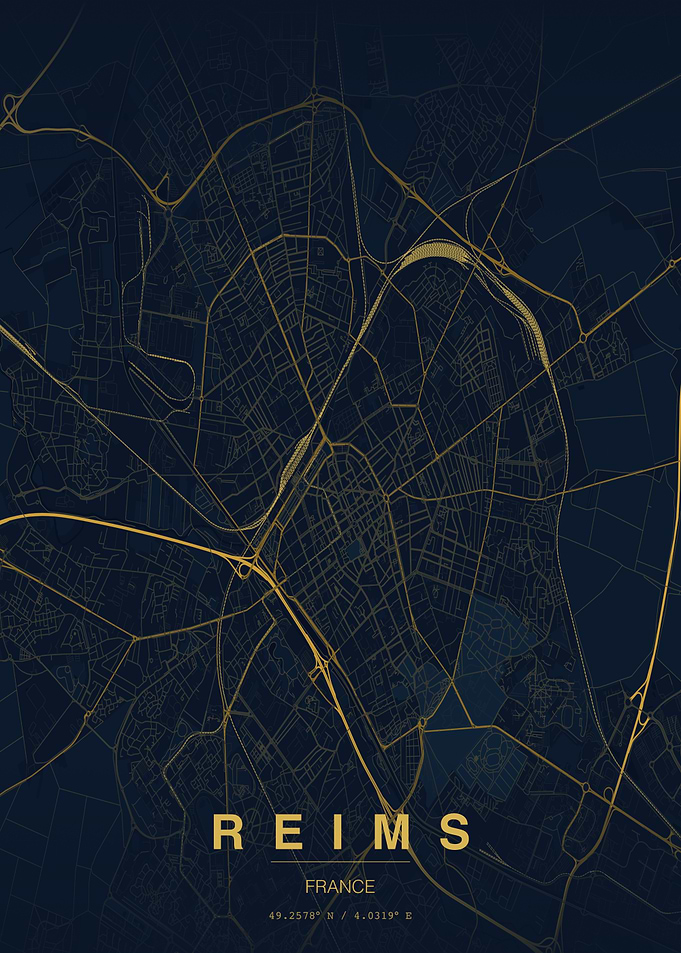 Reims France City Map Poster