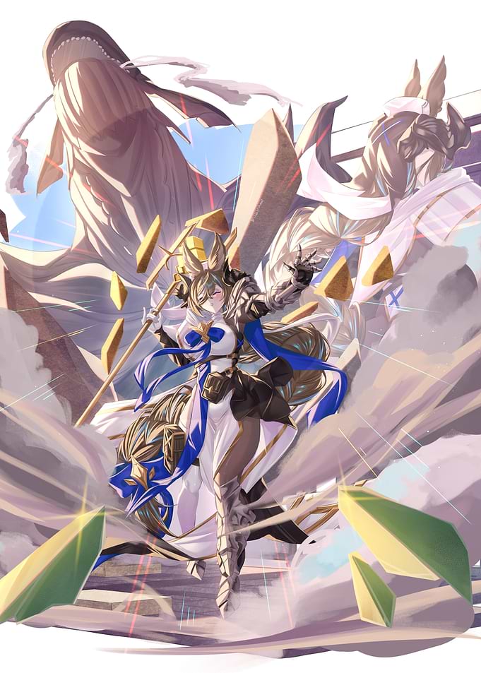 Anime Warrior Girl with Giant Whale