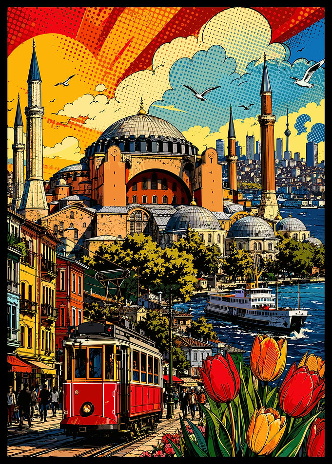 Vibrant Istanbul Cityscape Pop Art
