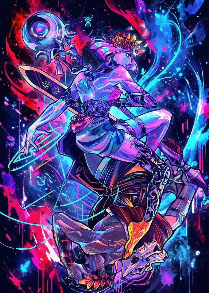 Hades II and Persephone Neon Fantasy Art