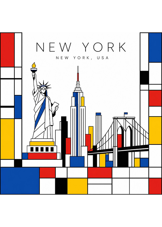 Mondrian Style New York City Skyline