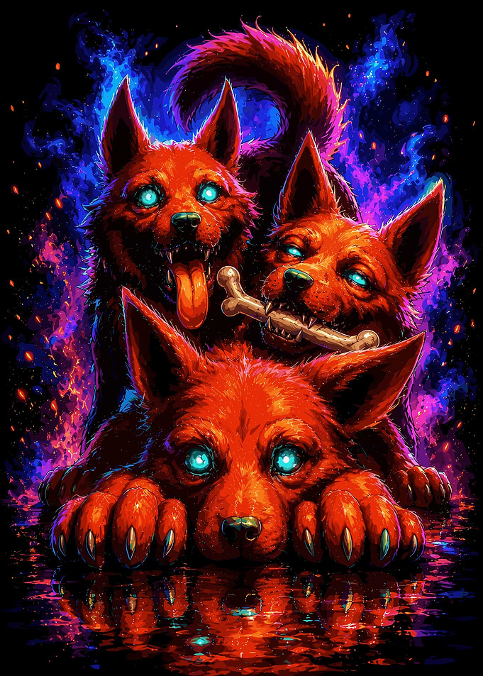 Cerberus Three-Headed Hellhound Fantasy Art
