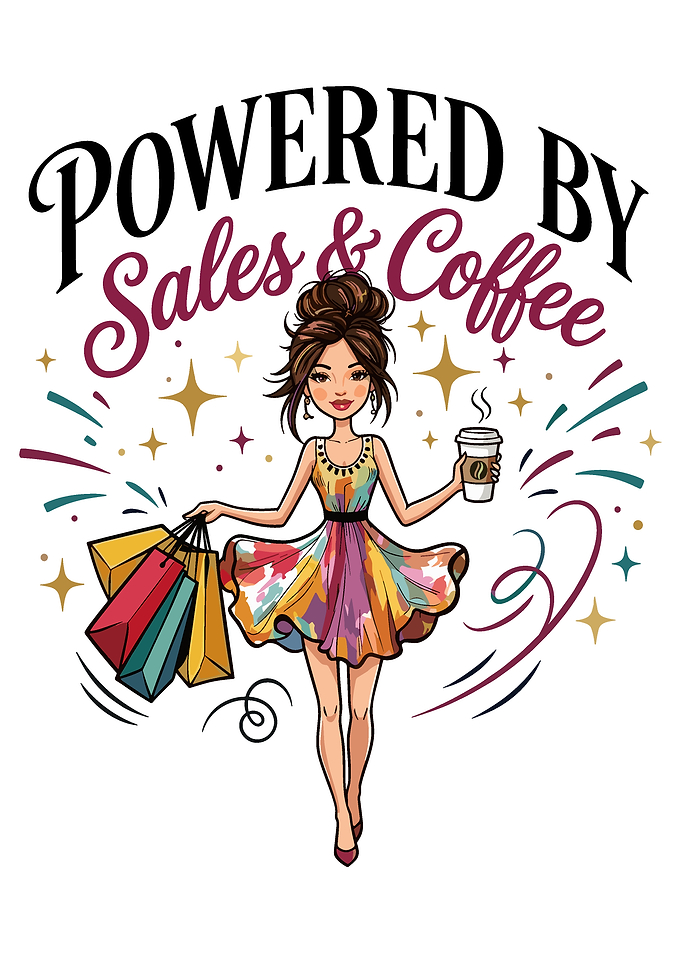 Powered by Sales and Coffee Illustration