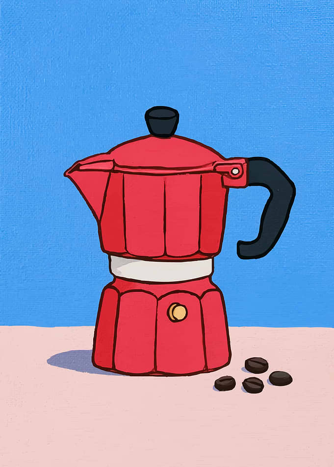 Red Moka Pot Illustration