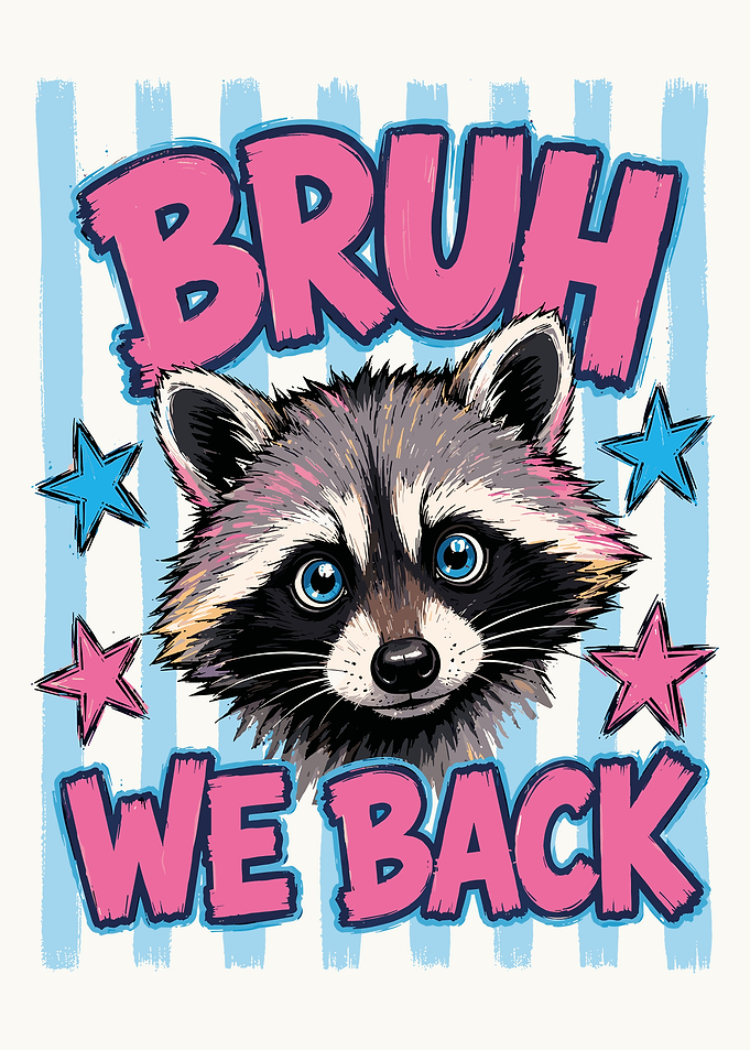 Bruh We Back Raccoon Graphic