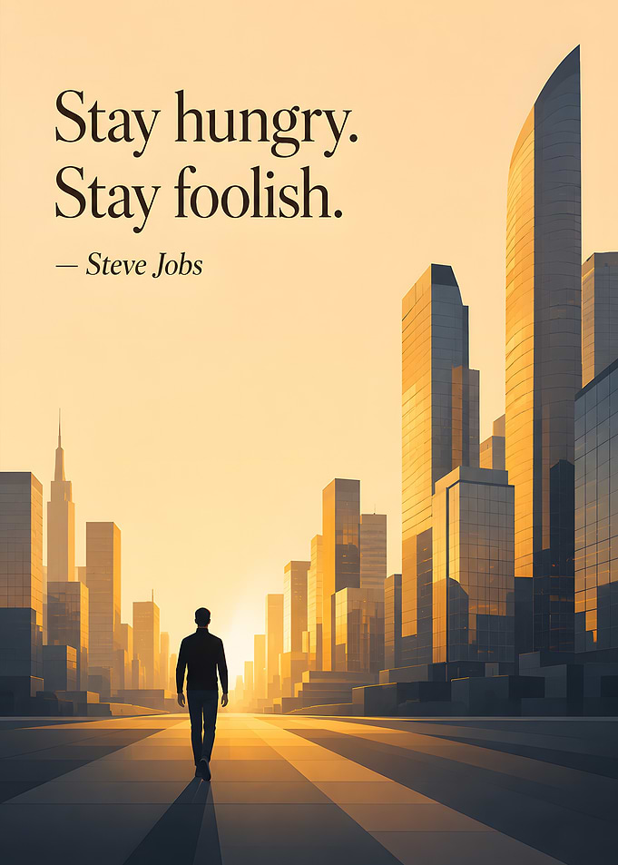 Steve Jobs Inspirational Cityscape Poster