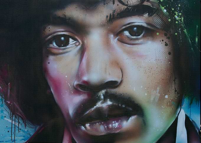 Jimi Hendrix Portrait Street Art