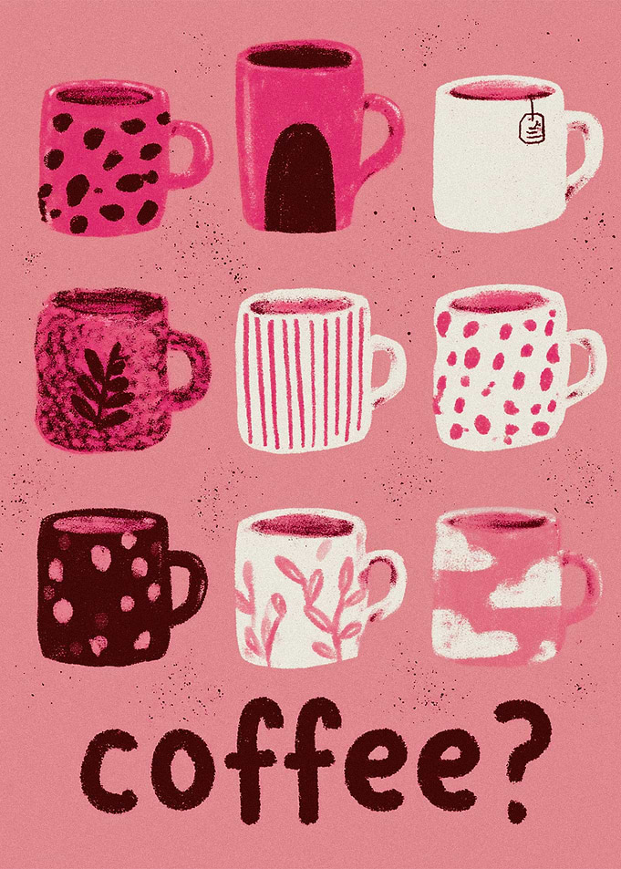 Coffee Mugs Pattern Illustration
