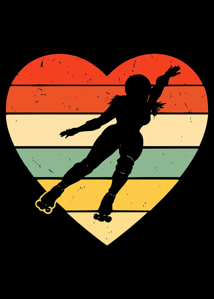 Retro Roller Derby Heart Silhouette