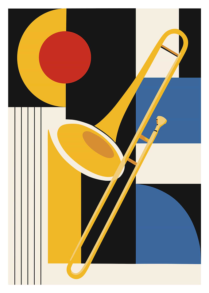 Abstract Trombone Geometric Art