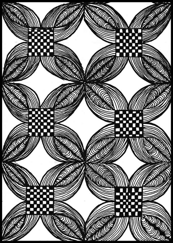 Black and White Geometric Zentangle Pattern