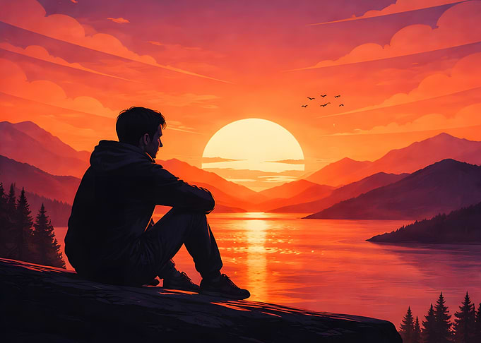 Serene Sunset Lake - Mountain Reflection Landscape