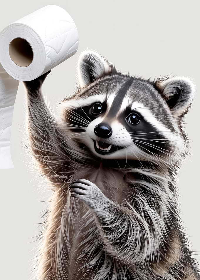 Toilet Paper Bandit – Funny Raccoon Bathroom Humor Art