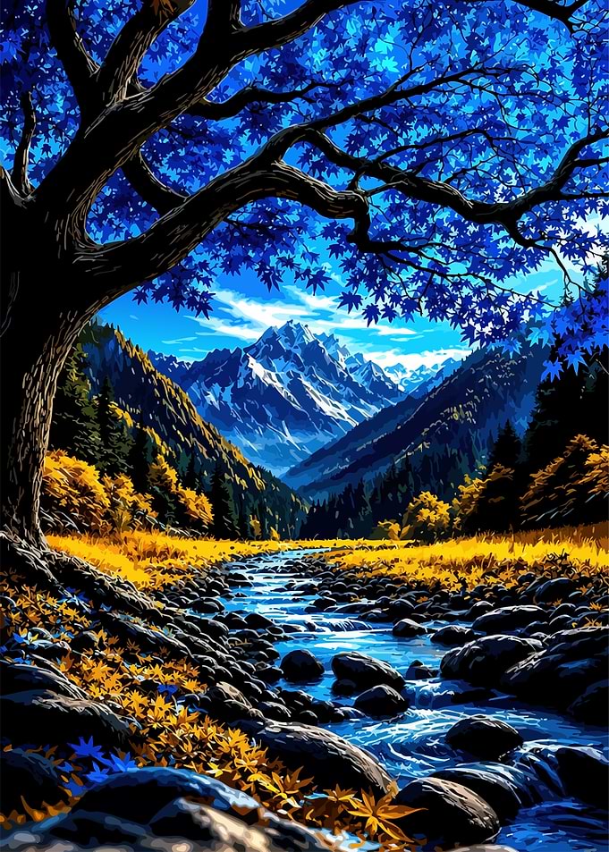 Vibrant Mountain Stream Landscape