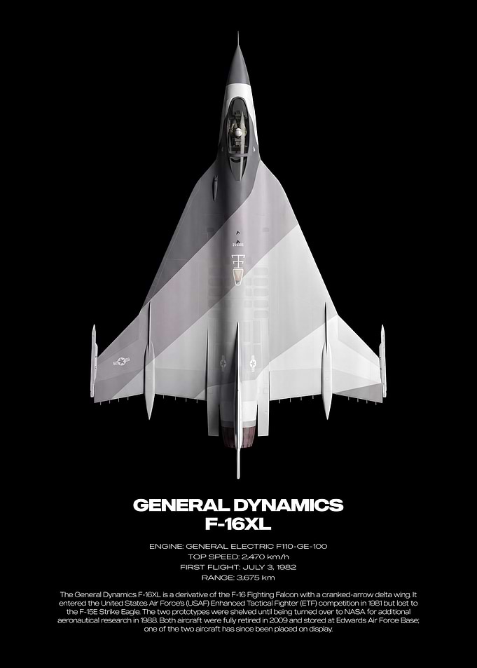 General Dynamics F-16XL Technical Poster