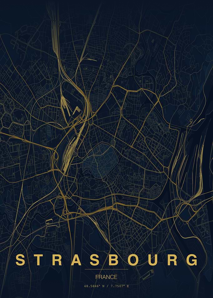 Strasbourg France Minimalist City Map