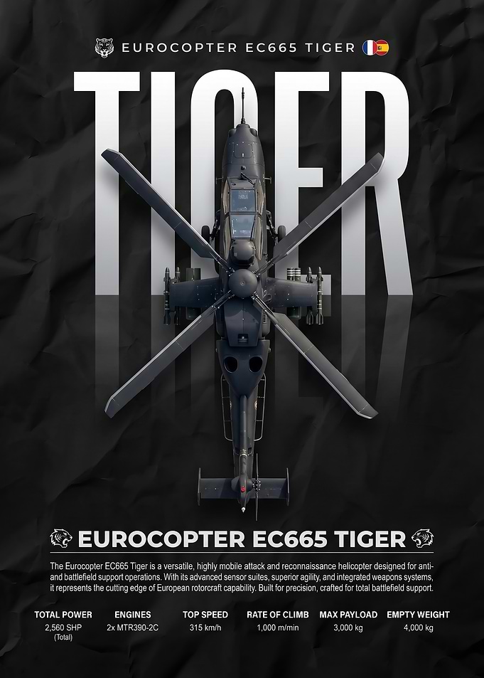 modern car Wall Art Eurocopter EC665 Tiger Military Helicopter Poster