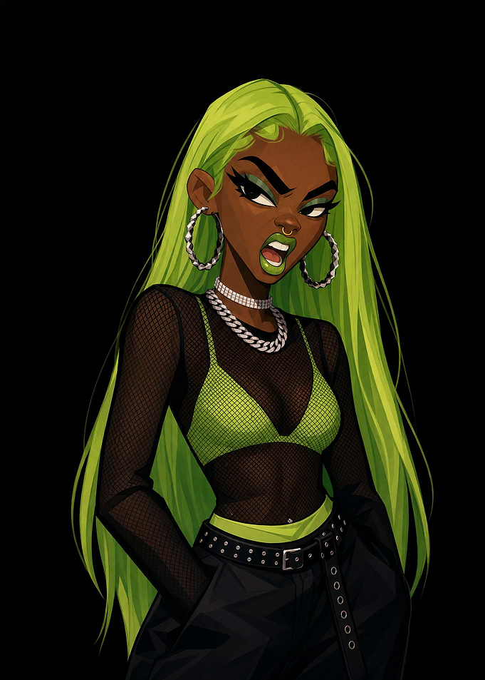 Edgy Girl with Neon Green Hair